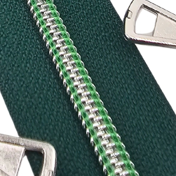Reißverschluss Tartan Silber Apfelgrün